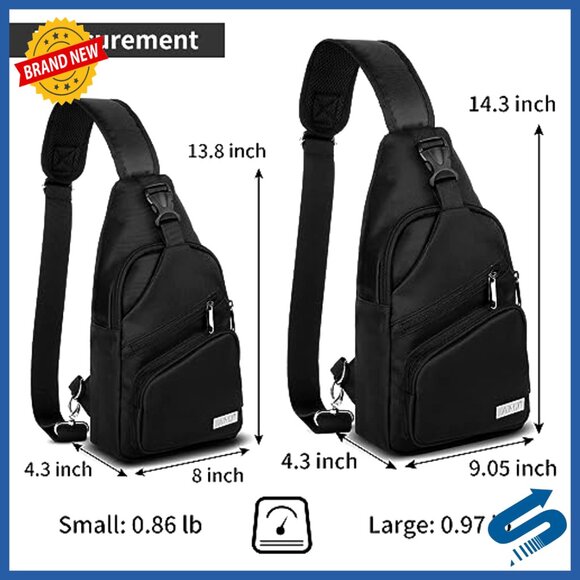 Large Nylon Sling Backpack, Adjustable Strap, Multi-Pocket Daypack for Hiking main image 6